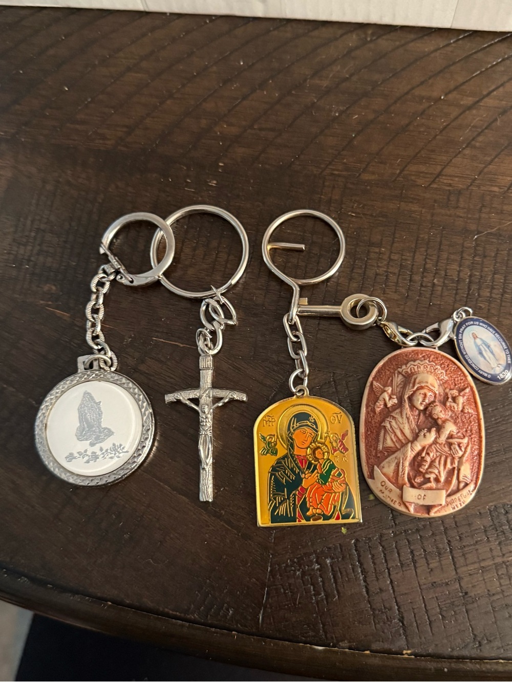 Source Unknown Silver and‎ Gold Religious Keychain Lot